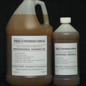 1 gallon jug and 1 quart bottle of brush on tanning oil from pro 1 performance chemicals